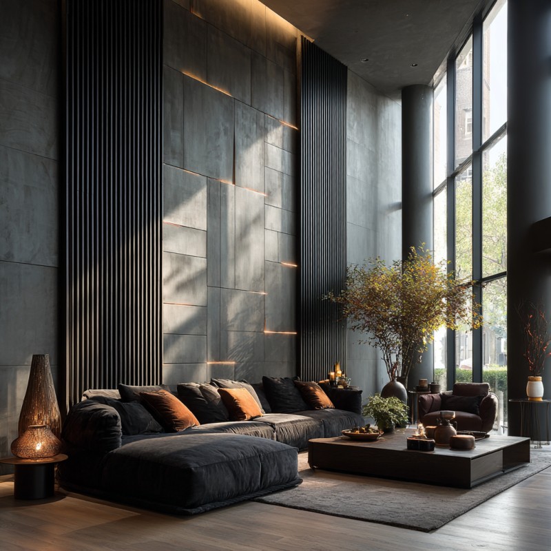 Painéis de parede de fundo canelado artístico moderno